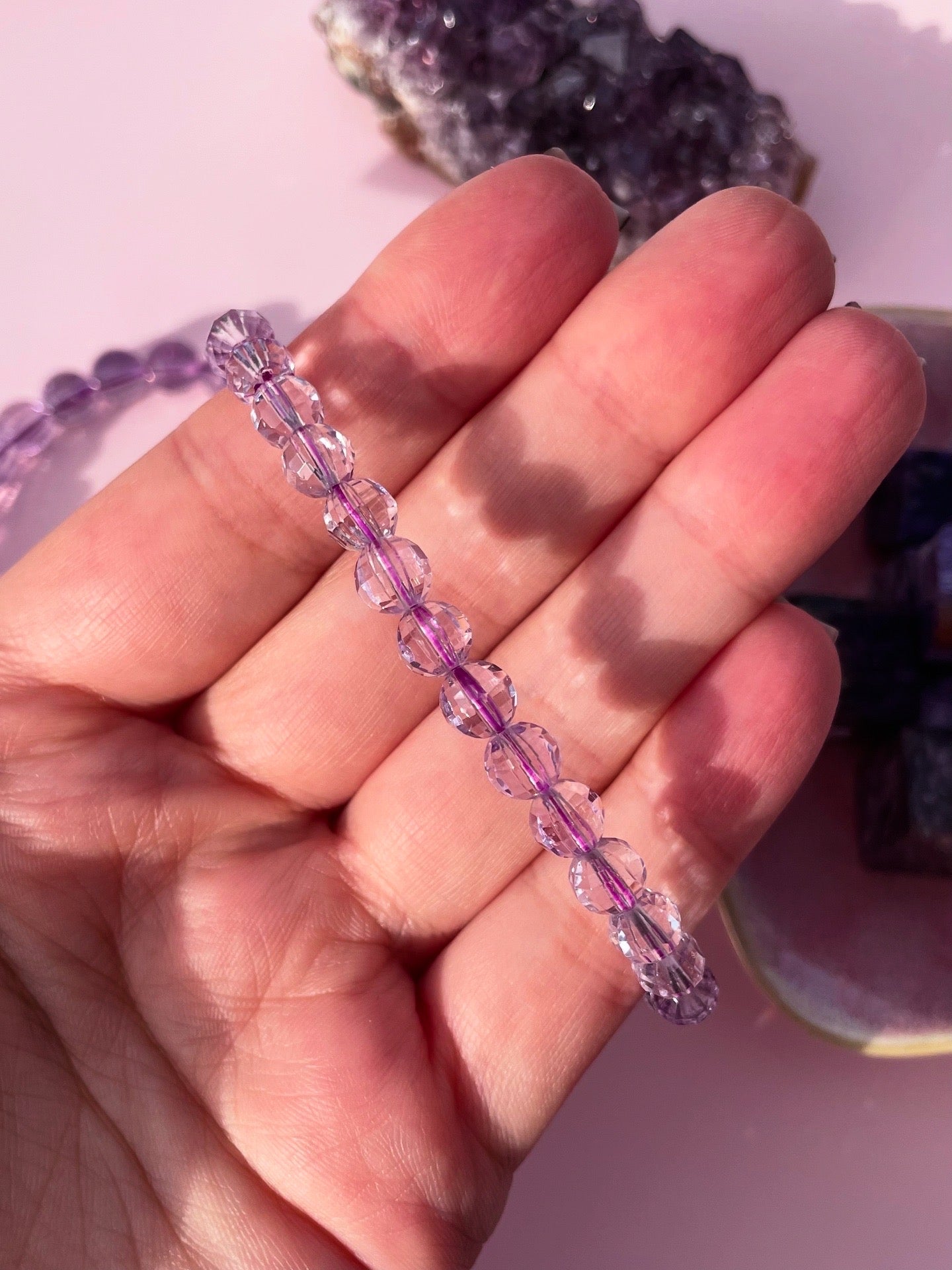 Faceted HQ Amethyst 8mm & 6mm Bead Bracelet