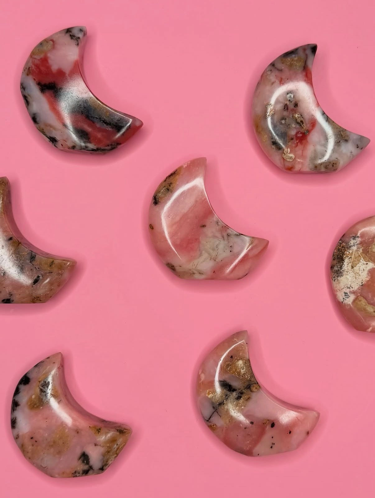 Mini Peruvian Pink Opal Standing Moons