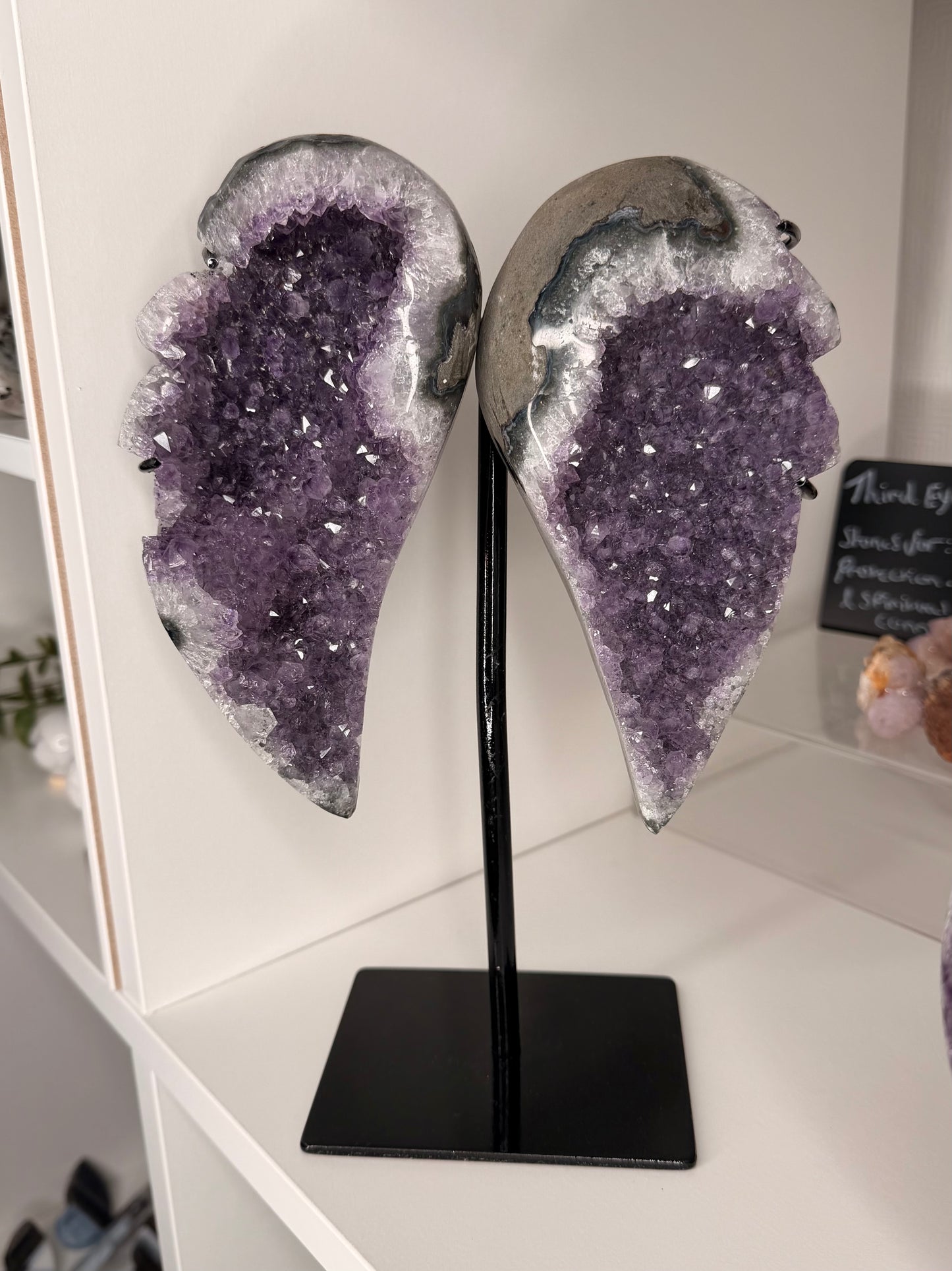 Brazilian Amethyst Angel Wings Statement With Stand