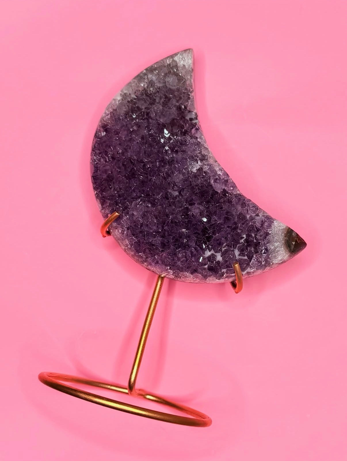 Brazilian Amethyst Moon Carving On Stand