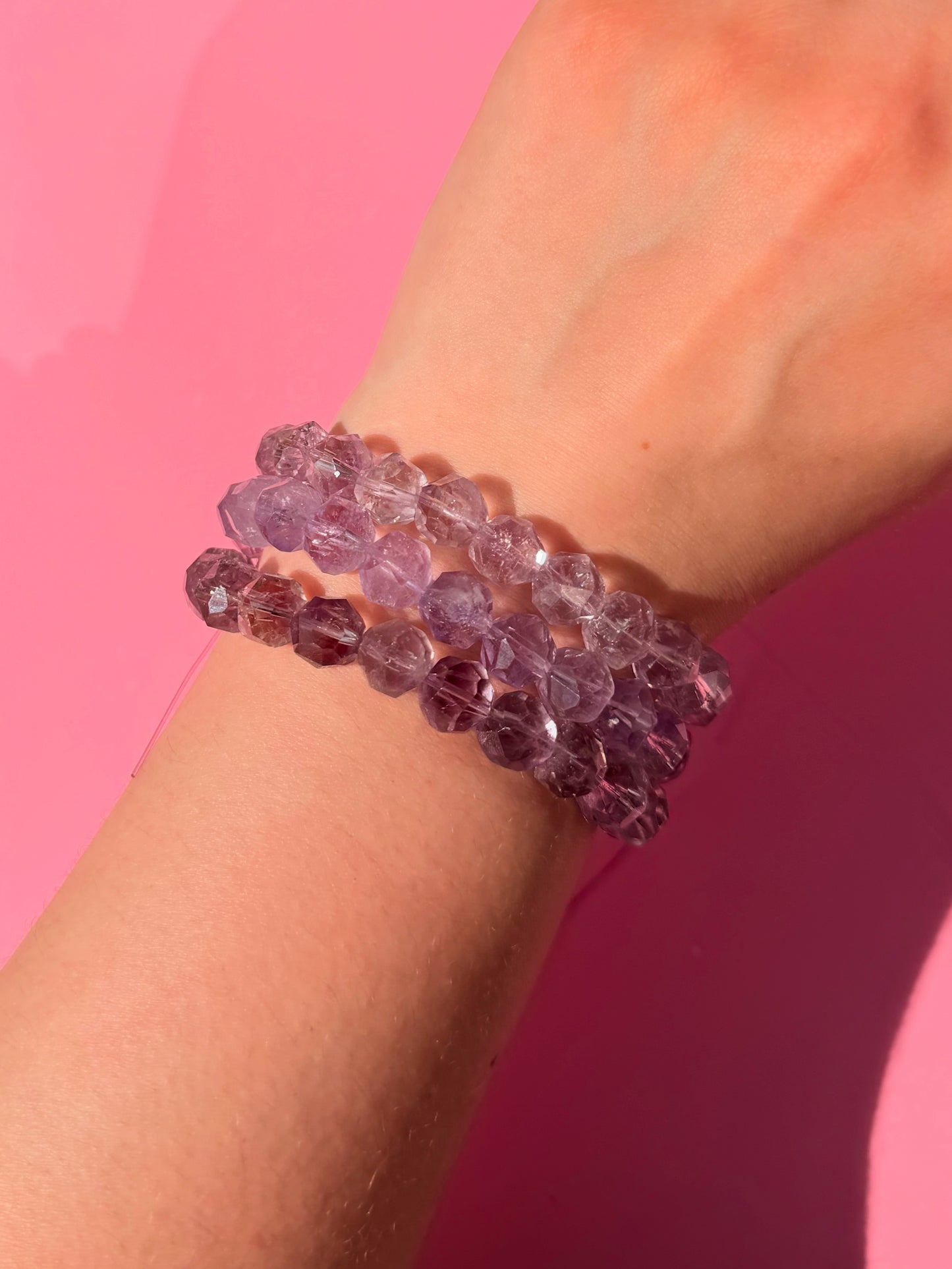 HQ Amethyst 10mm Faceted Crystal Bracelet