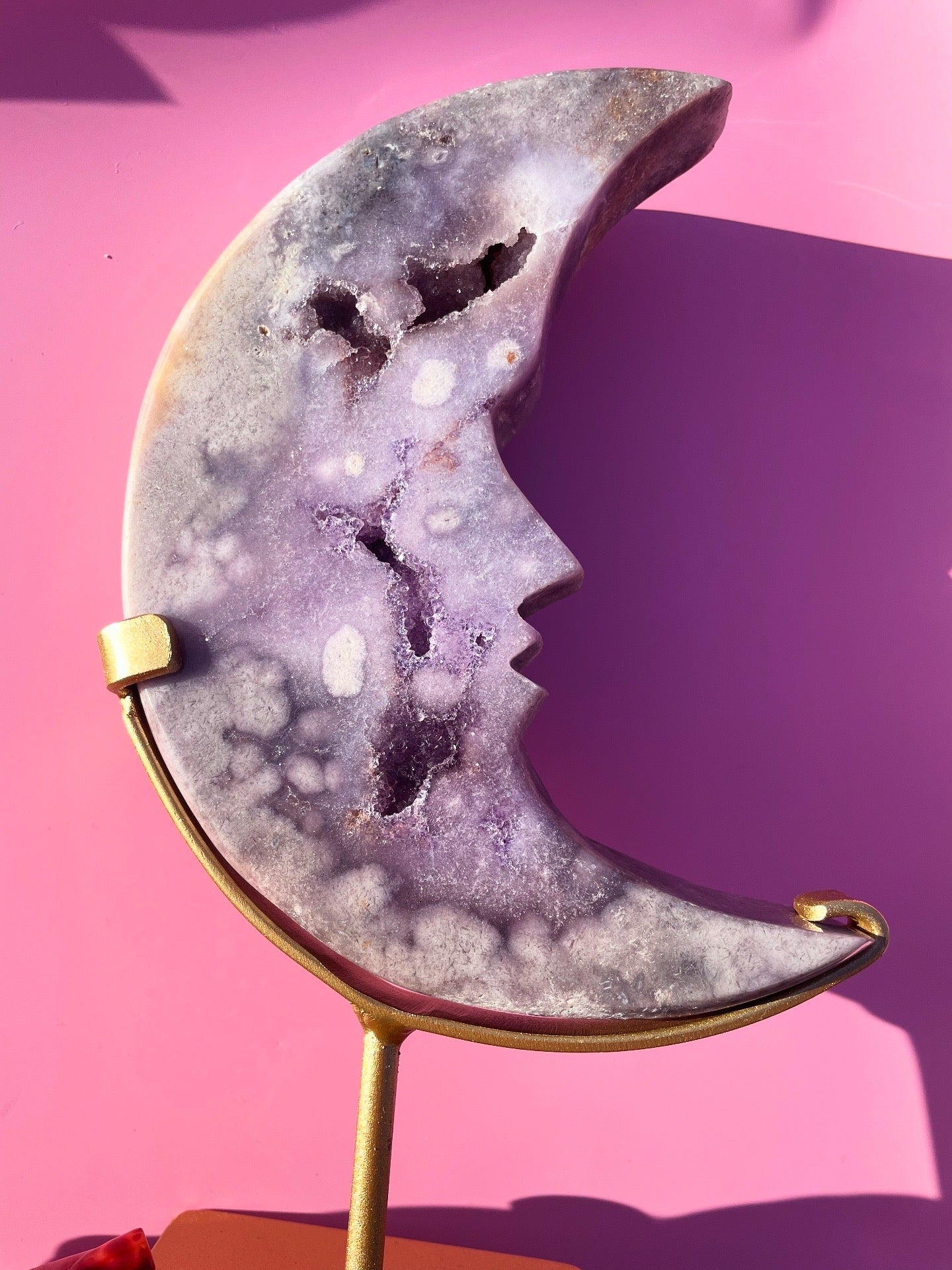HQ Statement Brazilian Pink Amethyst Moon Face
