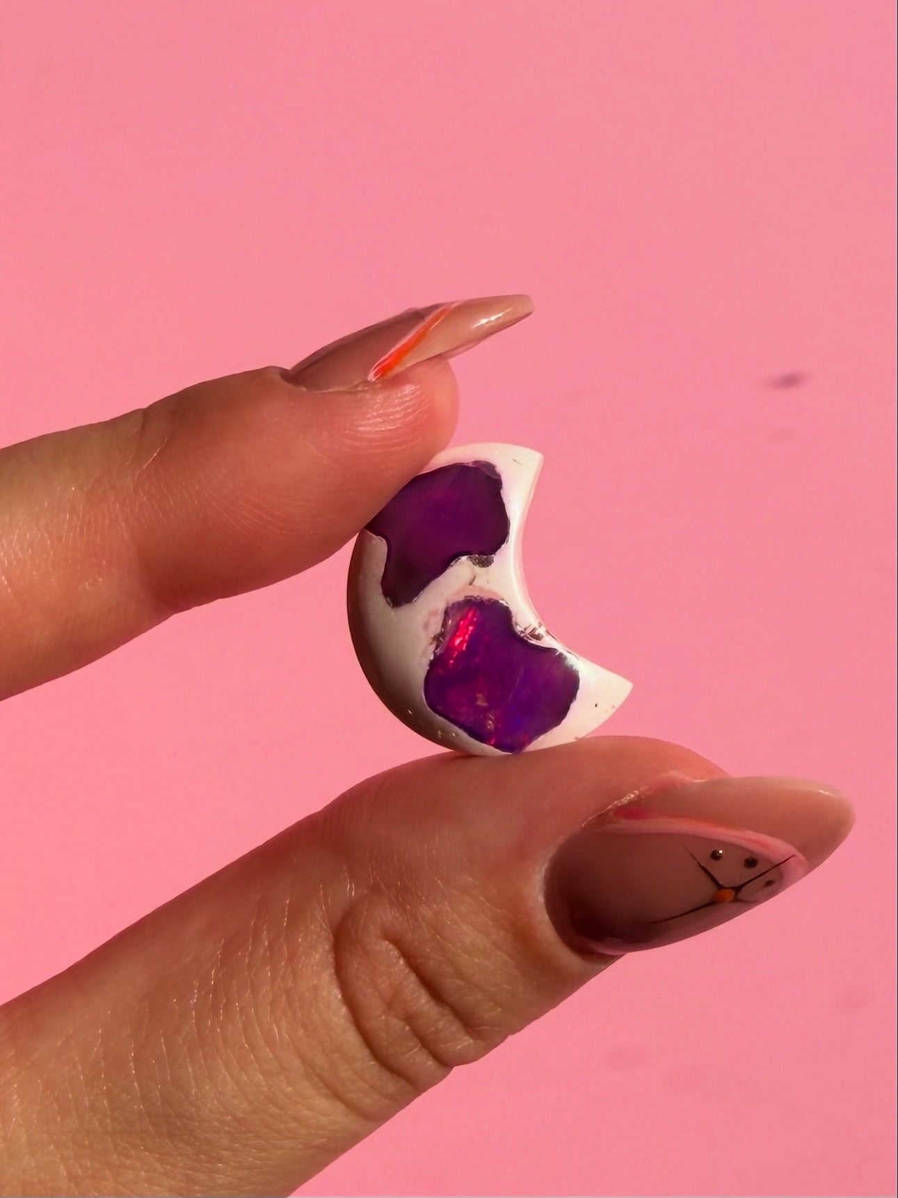 Mexican Galaxy opals Crescent moon casting