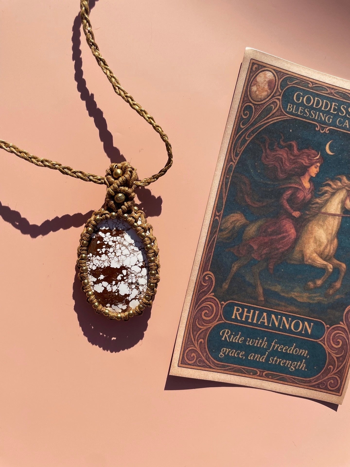 Rhiannon HQ Wild Horse Magnesite Macrame Adjustable Necklace