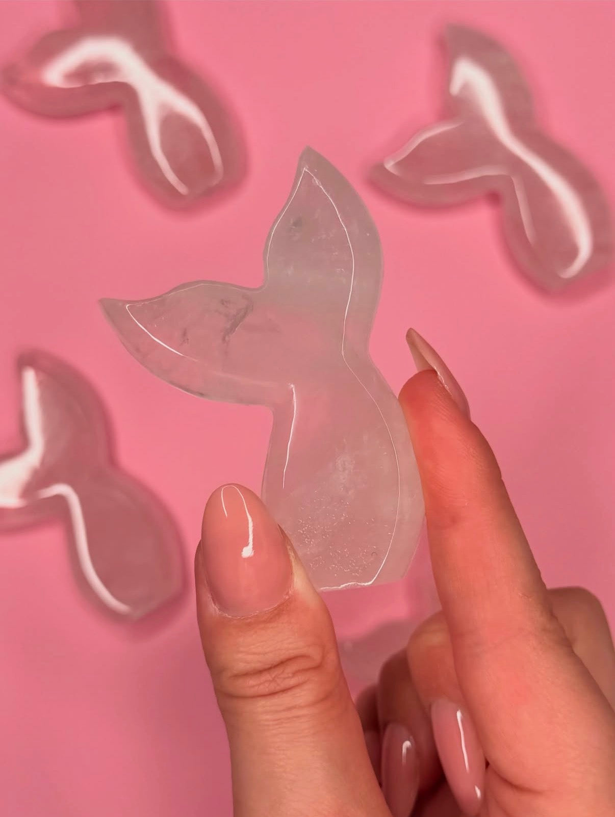 Rose Quartz Mermaid Tail Carvings