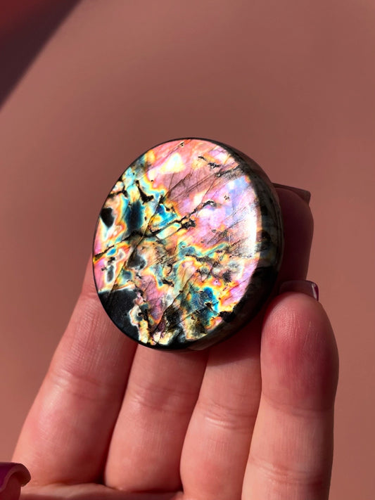AAA Grade Rainbow Lightning Labradorite/Spectrolite Flat Stone – Rare Collector’s Piece