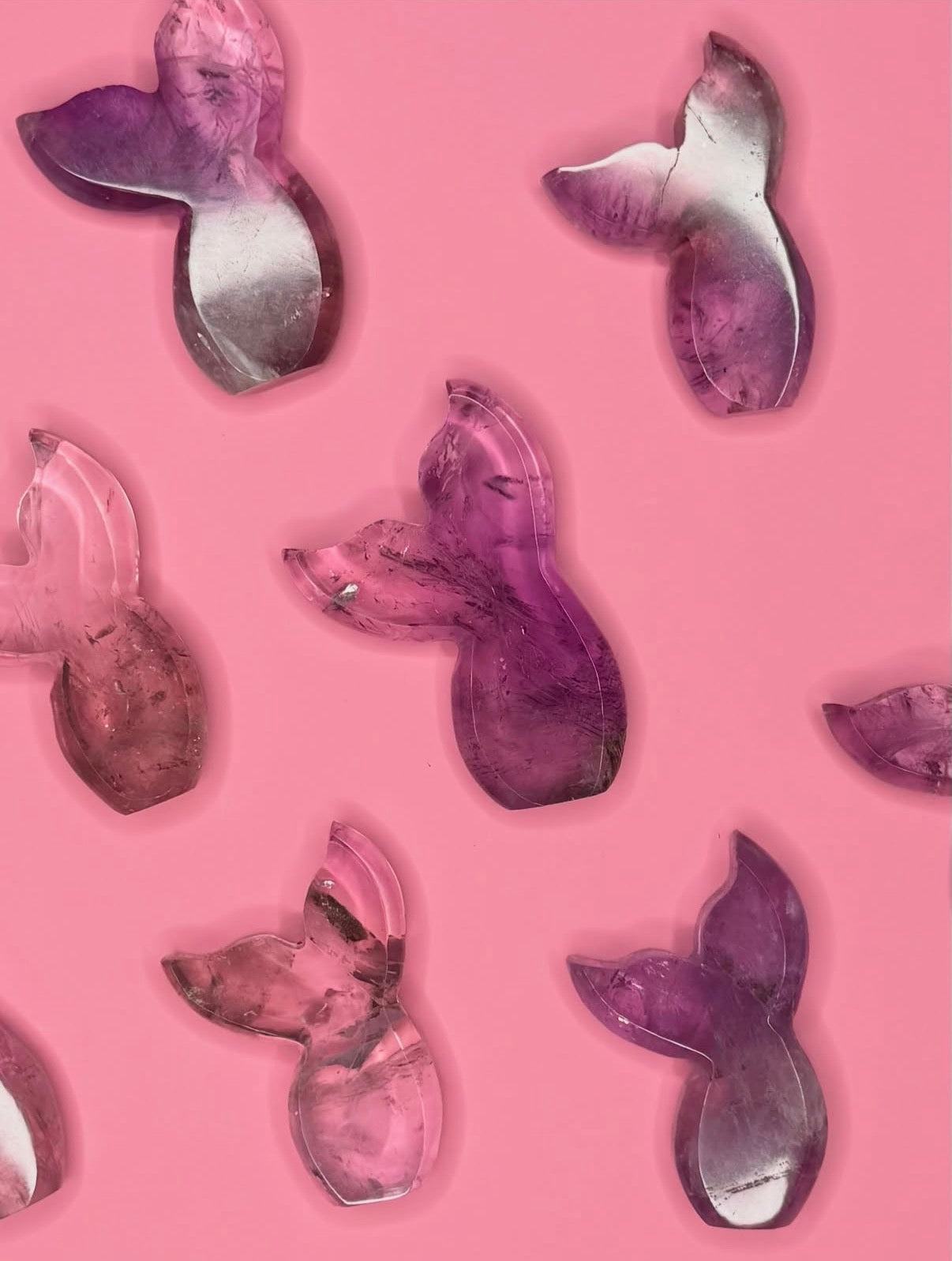 Brazilian Amethyst Mermaid Tail Carvings