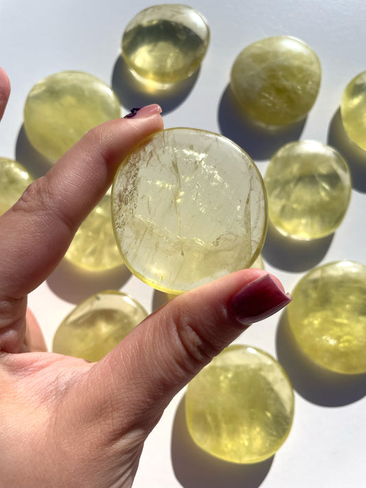 Lemon Quartz Flat Stone