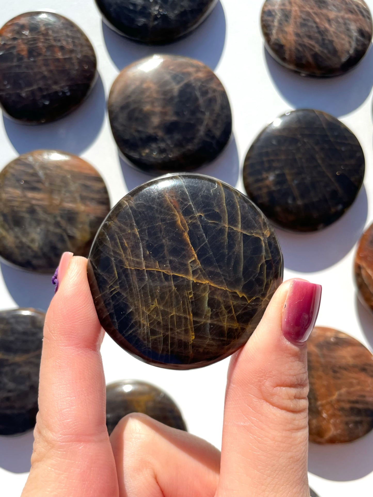 Black Moonstone Flat Stone