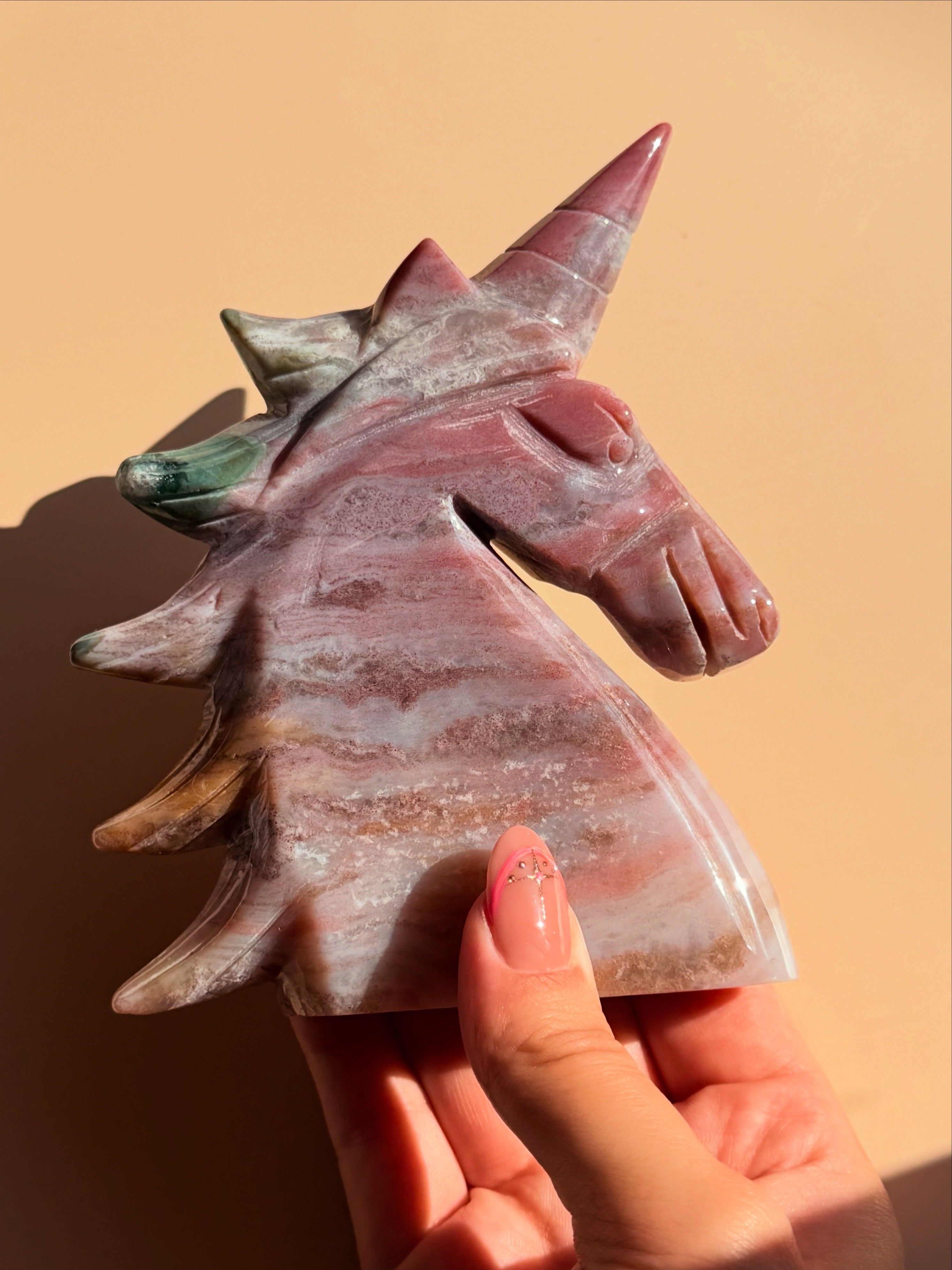 Ocean jasper unicorn carving - 453g