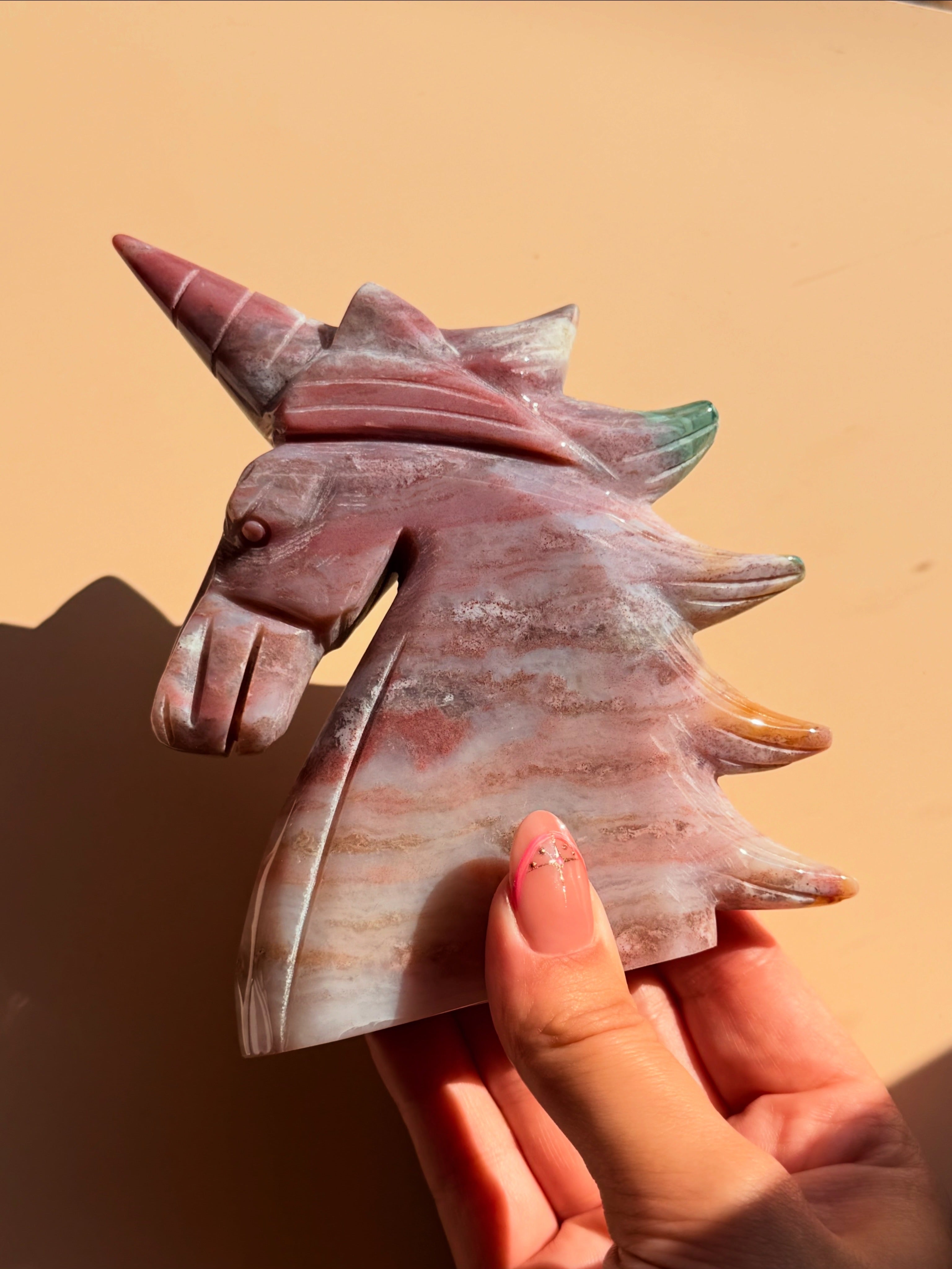 Ocean jasper unicorn carving - 453g