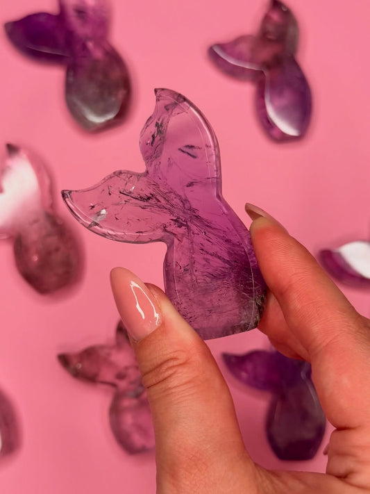 Brazilian Amethyst Mermaid Tail Carvings