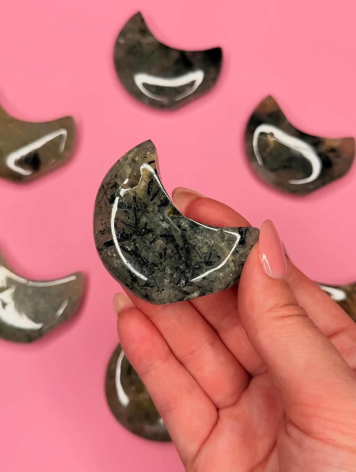 Mini Prehnite Standing Moons
