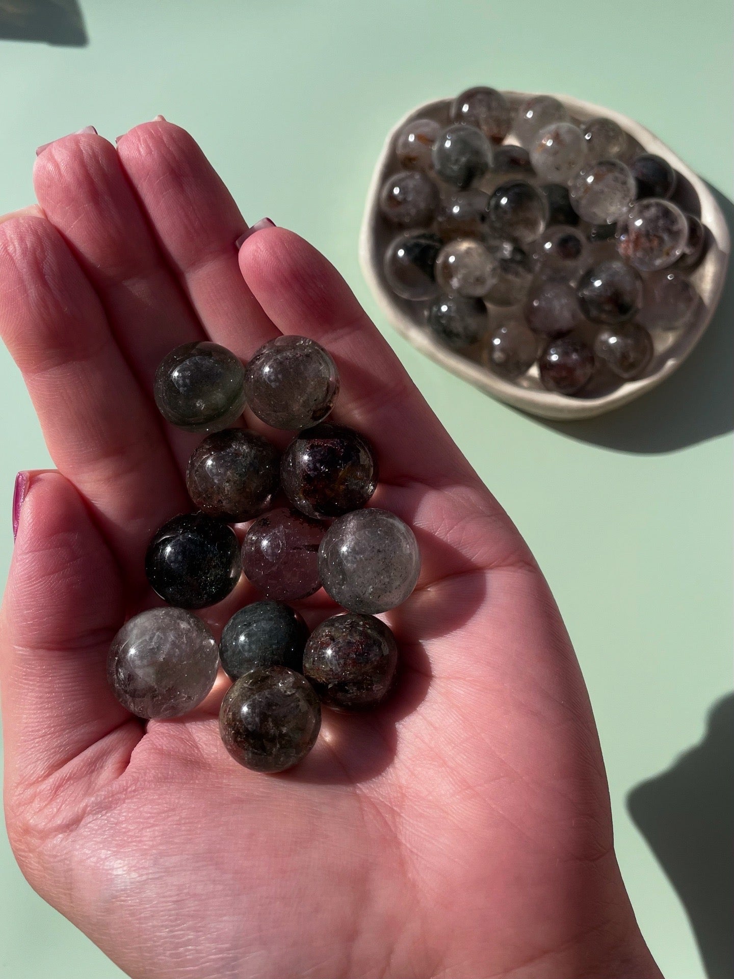 Garden Quartz ( Lodolite ) Mini Spheres
