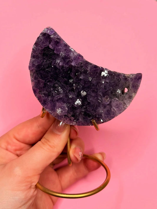 Brazilian Amethyst Moon On Stand