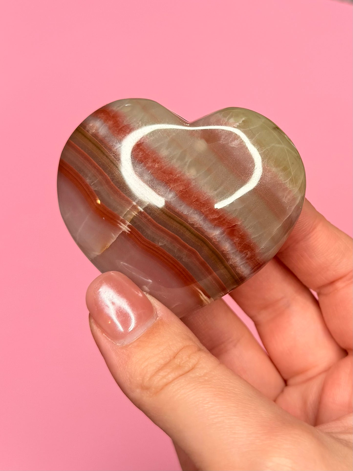 HQ Pink Banded Onyx Heart