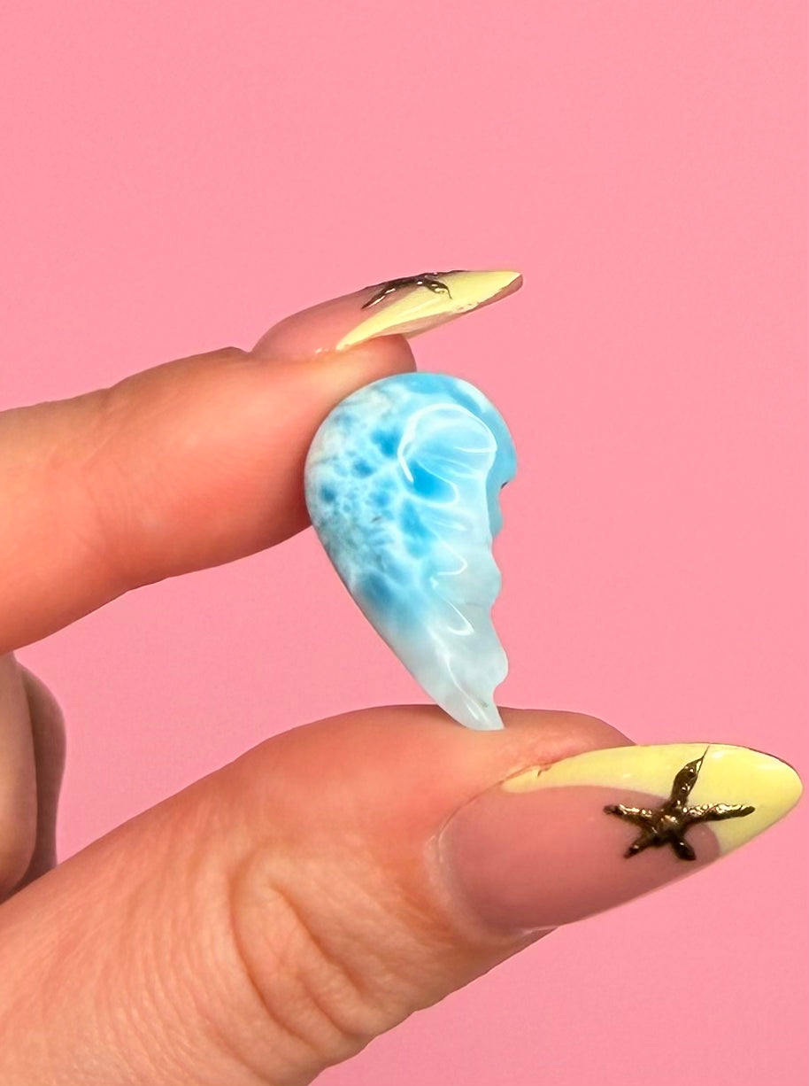 AA Grade Larimar Angel Wing Carving