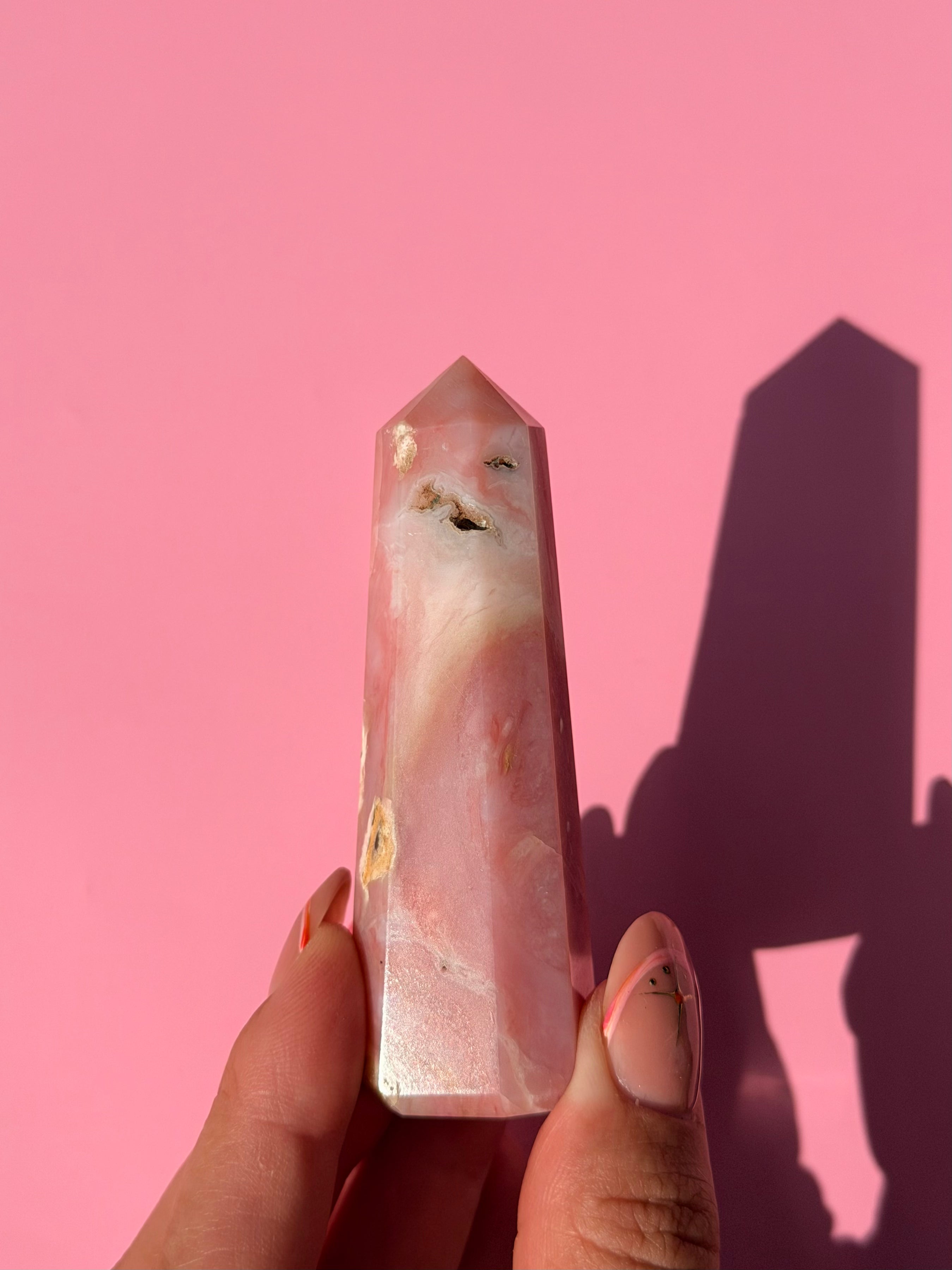 Peruvian pink opal tower