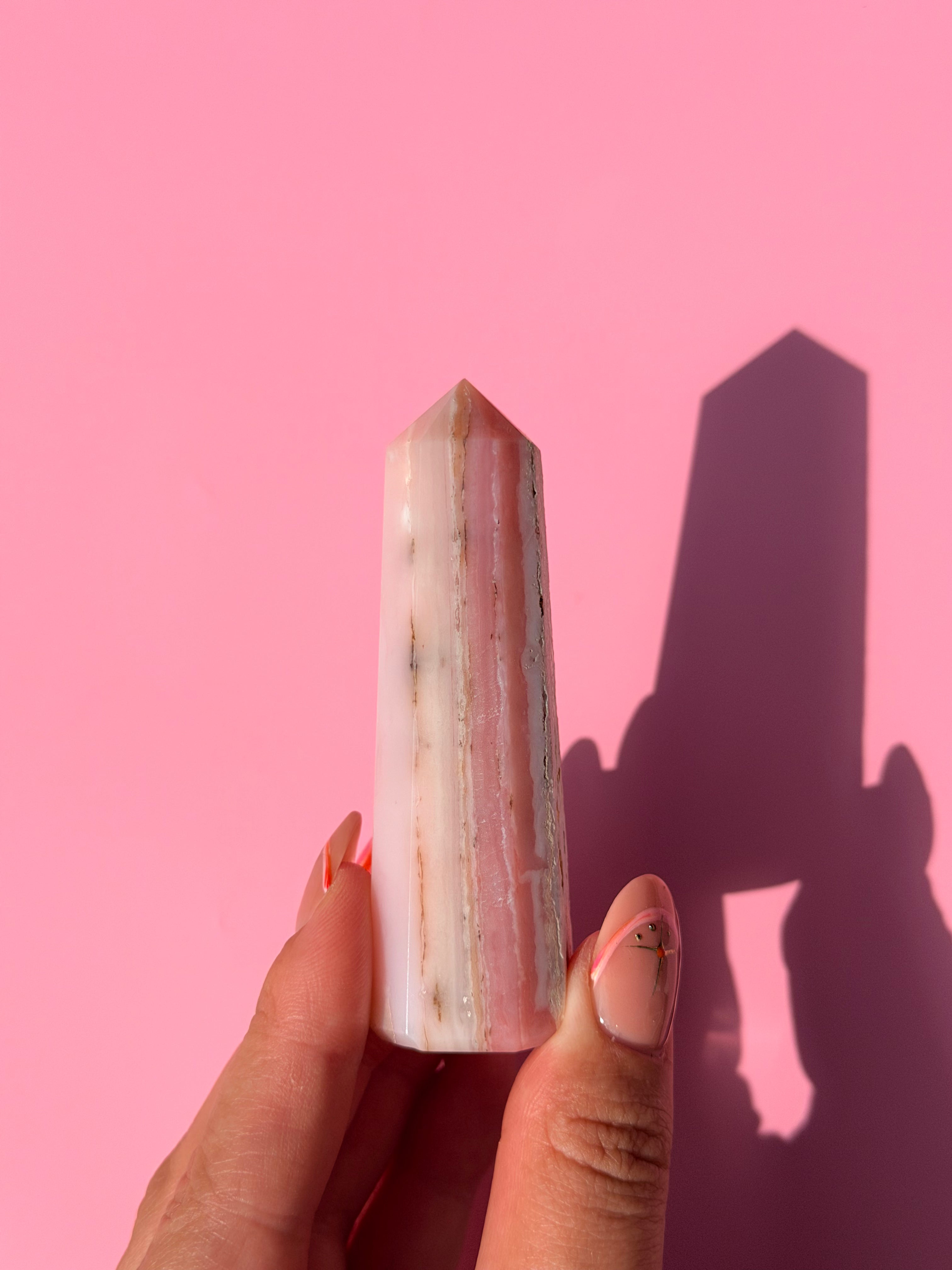 Peruvian pink opal tower