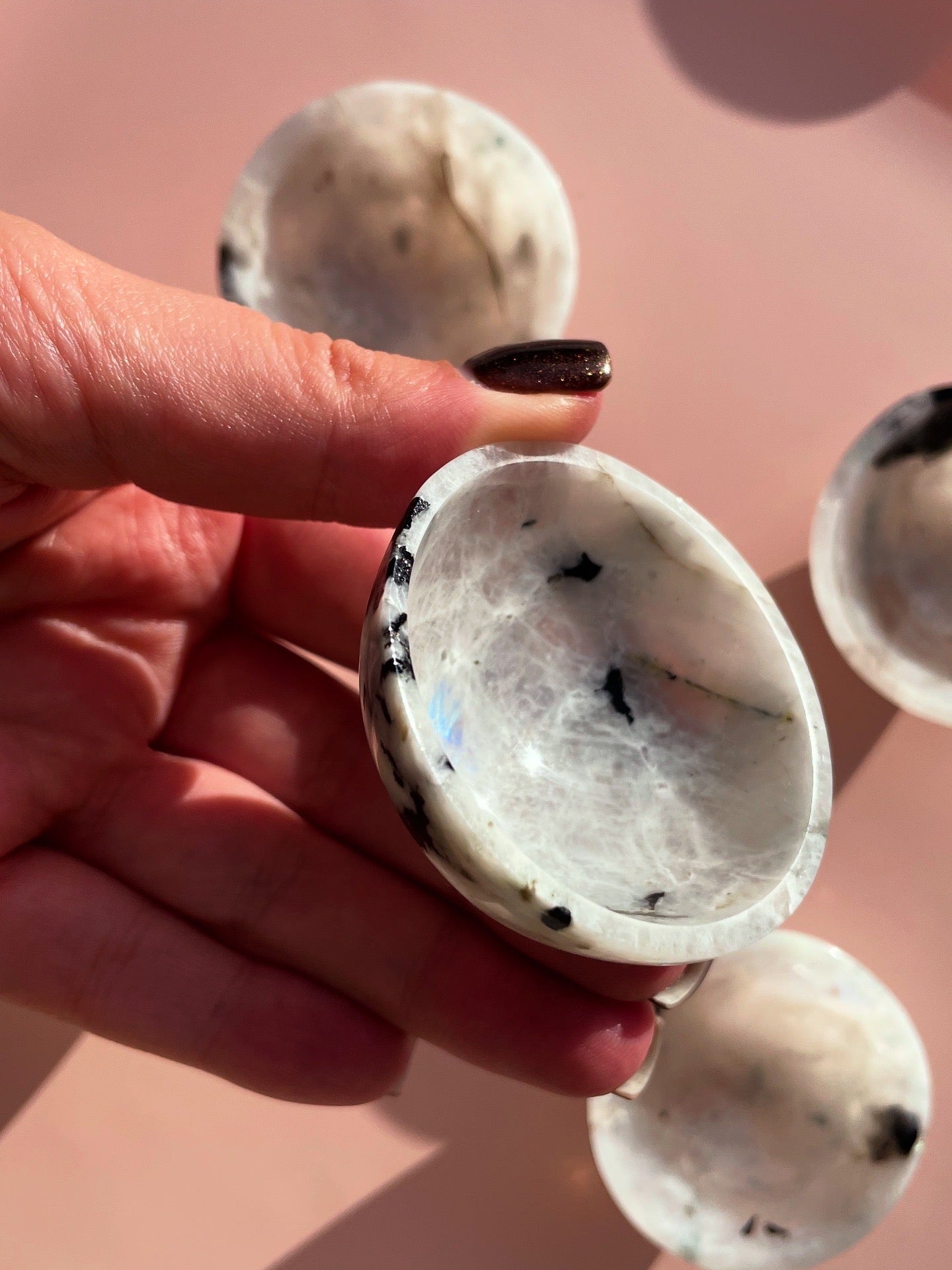 2 Inch Round Rainbow Moonstone Bowl