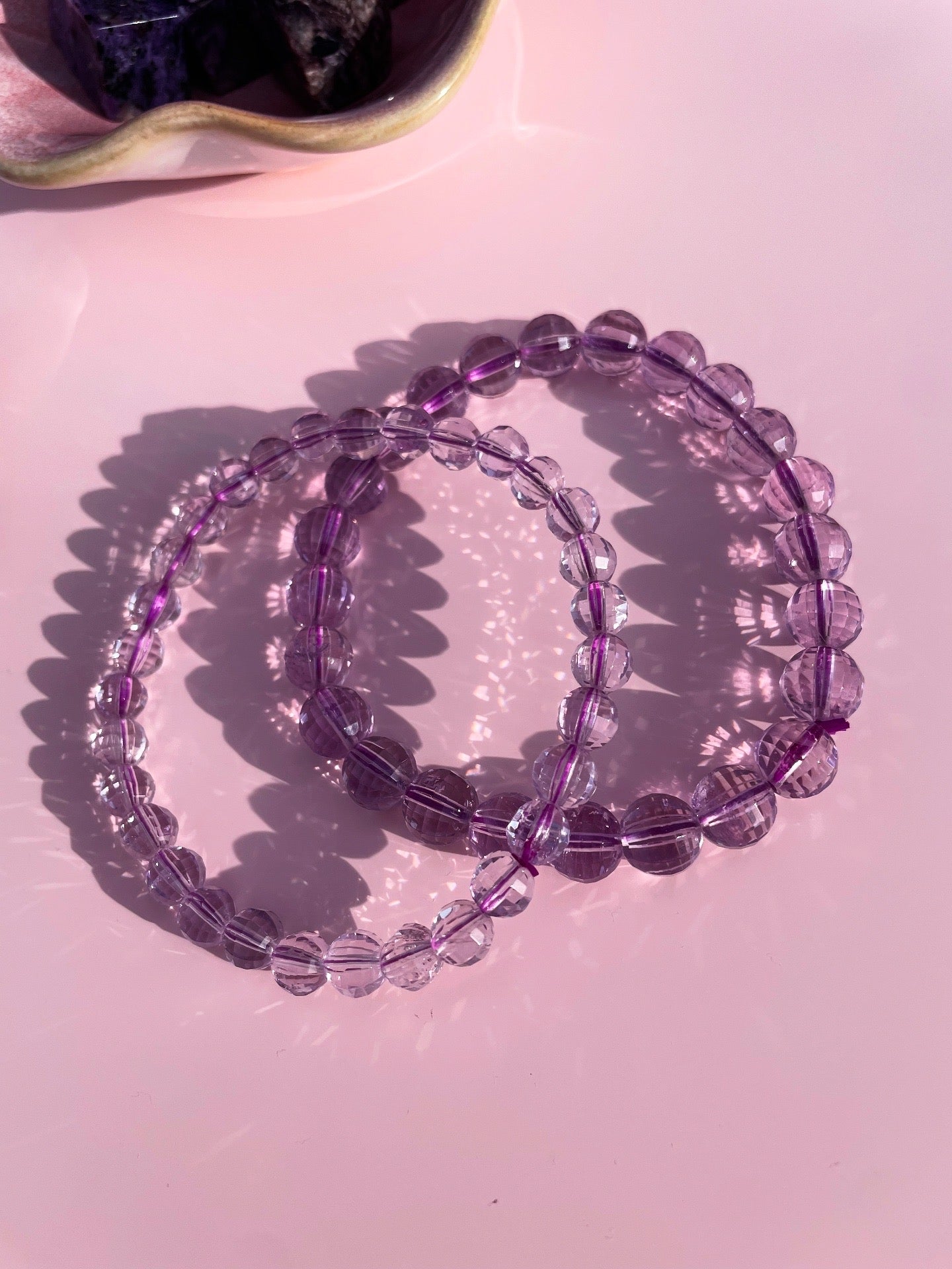 Faceted HQ Amethyst 8mm & 6mm Bead Bracelet