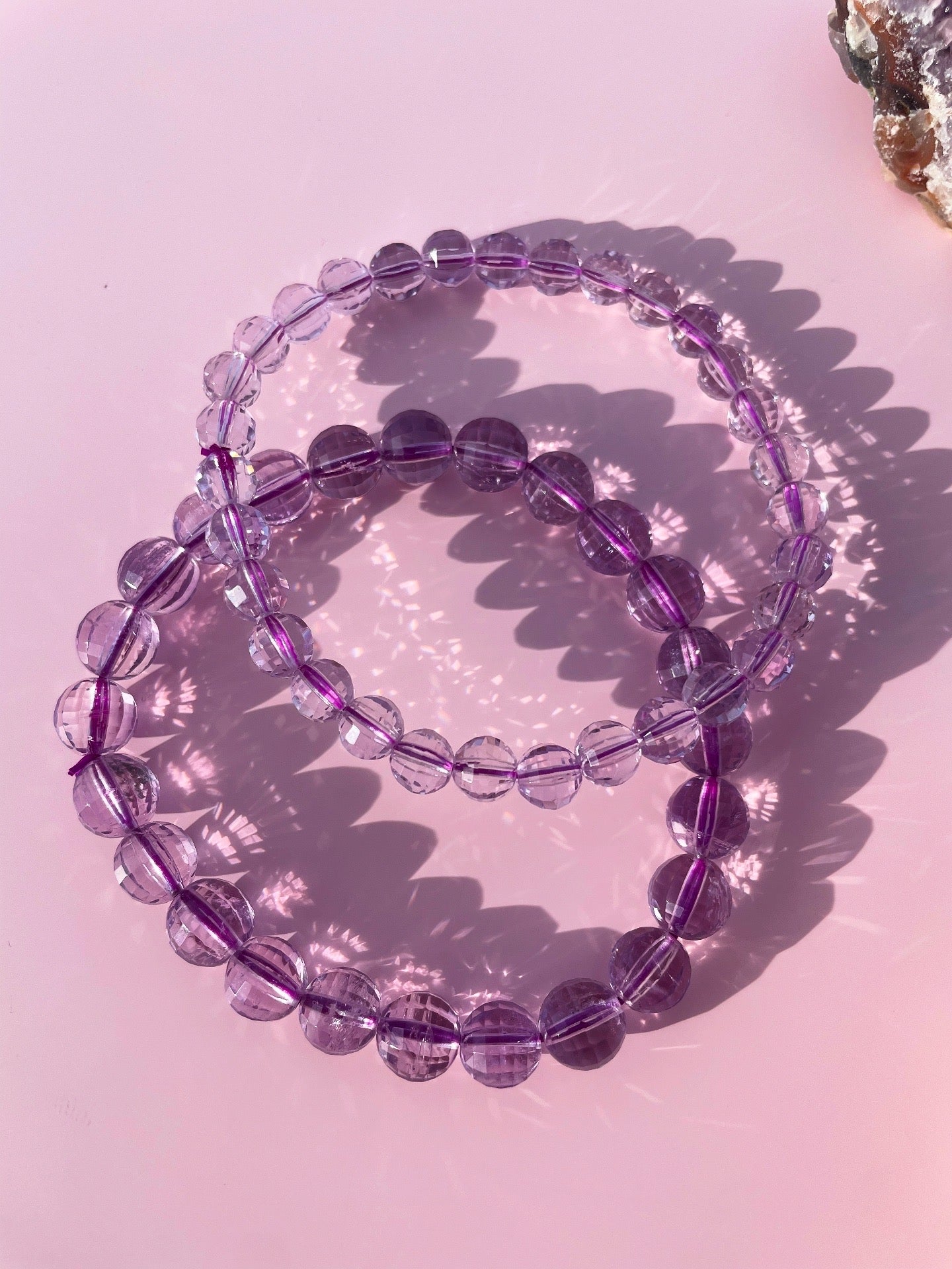 Faceted HQ Amethyst 8mm & 6mm Bead Bracelet