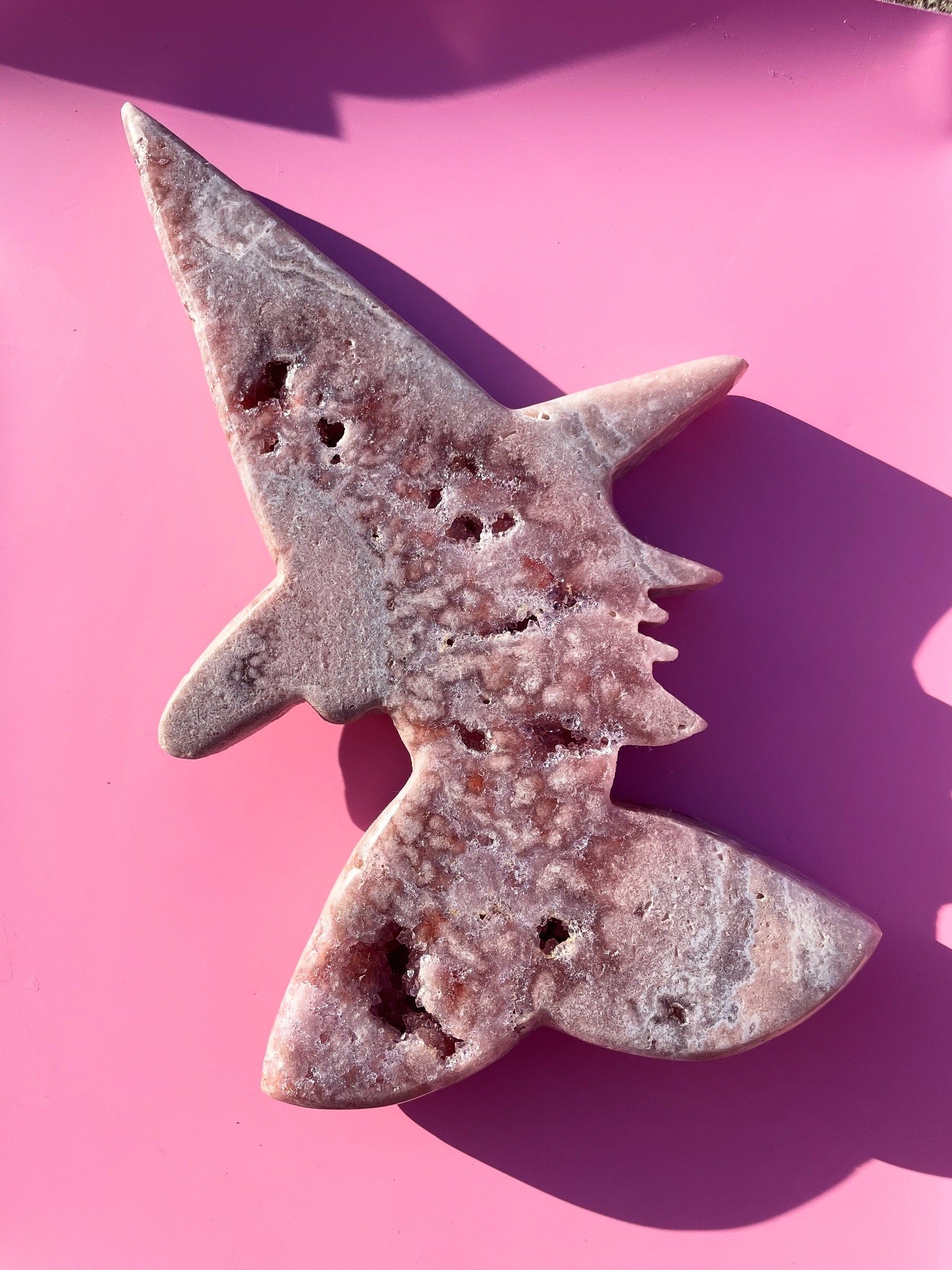 Brazilian Pink Amethyst Witch on stand