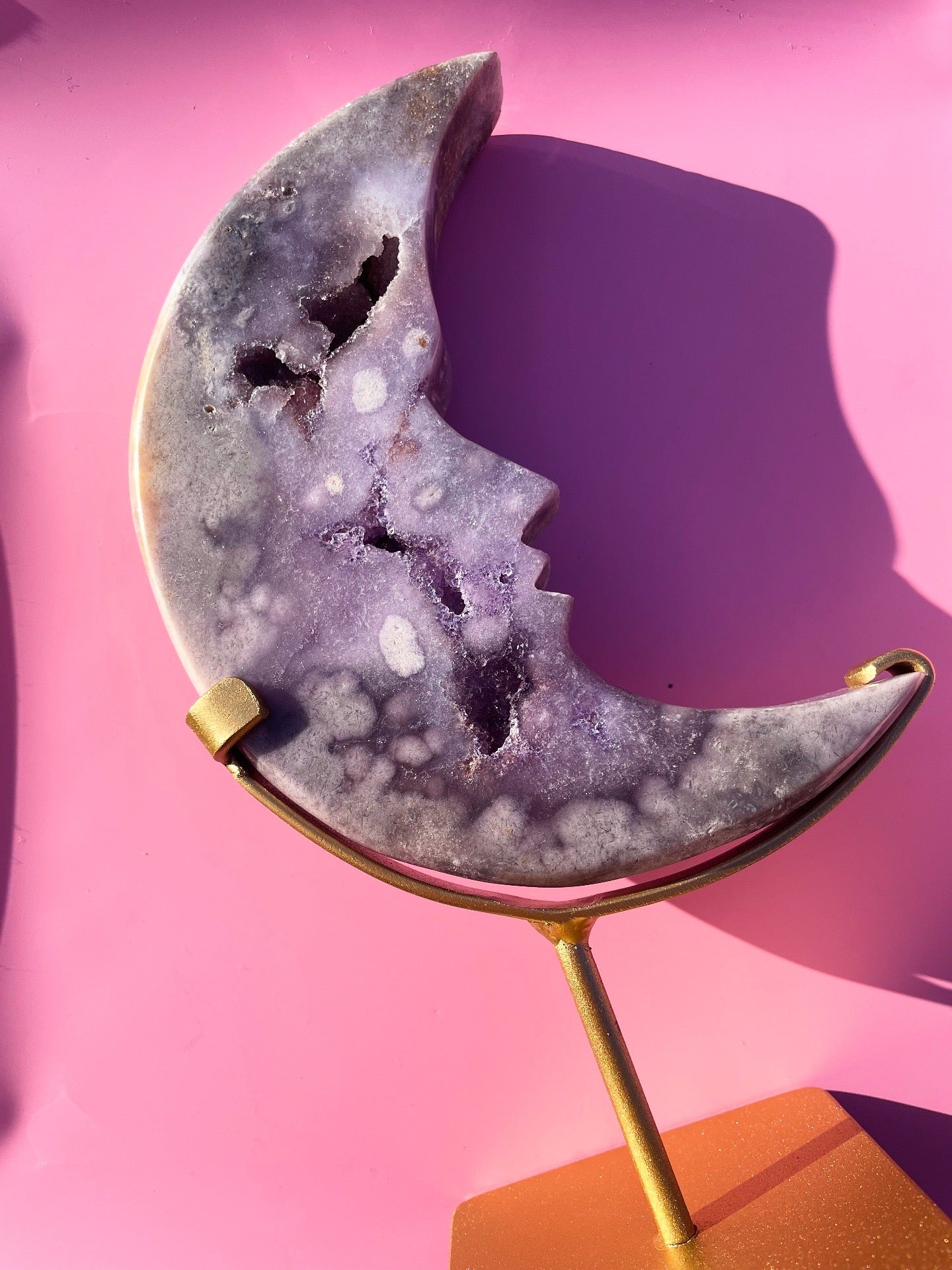 HQ Statement Brazilian Pink Amethyst Moon Face
