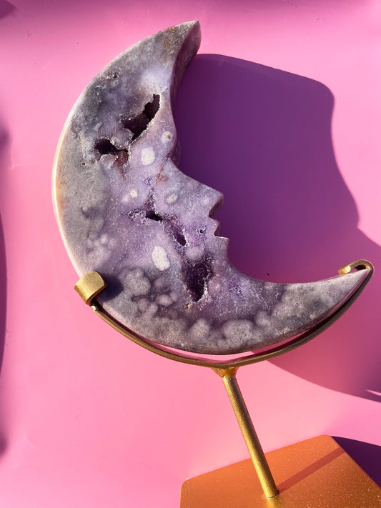 HQ Statement Brazilian Pink Amethyst Moon Face